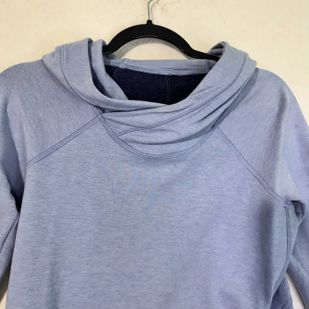 Lululemon Time Out Hoodie Tech Sweatshirt Heathered Indigo Blue Size 6 Athletic